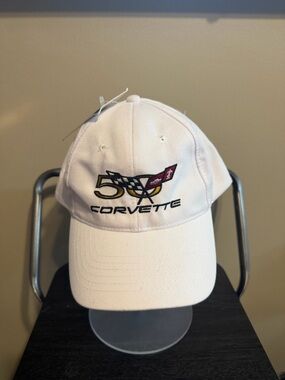 Chevrolet Corvette 50th Anniversary White Hat Cap GM Licensed NWT Adjustable